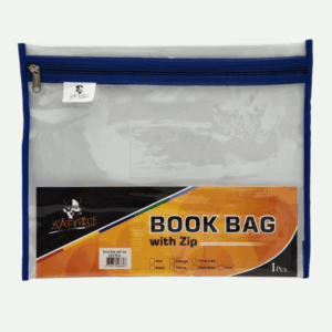 D Afrique Zip Book Bag A4 Clear Dark Blue