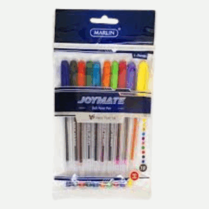 Marlin Joymate transparent medium point pens 10's assorted colours