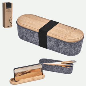 Okiyo Byoga Recycled PET Felt & Bamboo Stationery Case